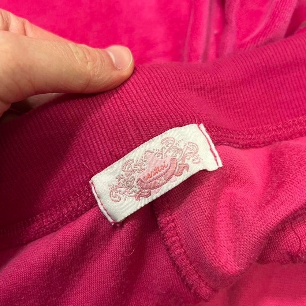 Y2K Pink Velour Flare Sweatpants Womens Medium Preppy Barbie Back Pockets - Picture 4 of 8